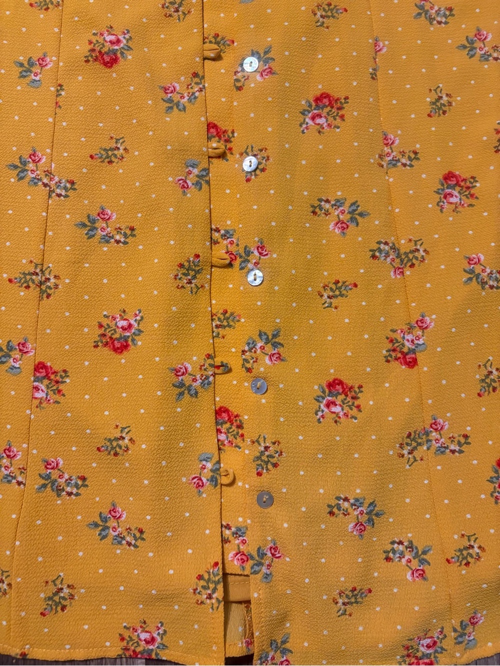 Yellow Floral Button-Front Dress - Picture 2 of 4